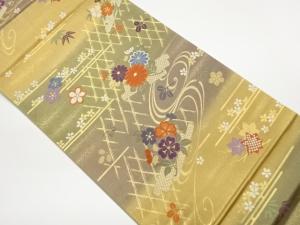 古典柄に菊・紅葉・桜模様織出し袋帯